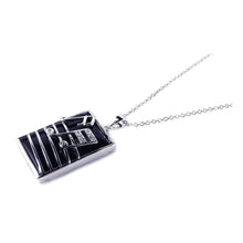 Load image into Gallery viewer, Sterling Silver Necklace with Rectangle Black Onyx Pendant with Music Note and Czs Inlaid