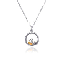 Load image into Gallery viewer, Sterling Silver Necklace with Round Glass Pendant and Gold Plated with Silver Cz Heart Inside