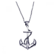 Load image into Gallery viewer, Sterling Silver Rhodium Plated Anchor Rope Necklace