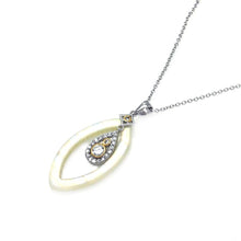 Load image into Gallery viewer, Sterling Silver Necklace with Stylish Open Marquise Shaped Pendant with Dangling Drop and Czs Inlaid