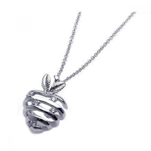 Load image into Gallery viewer, Sterling Silver Necklace with Fancy Strawberry Inlaid with Clear Czs Pendant