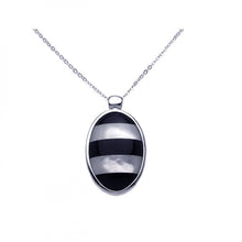 Load image into Gallery viewer, Sterling Silver Necklace with Classy Mother of Pearl with Black Onyx Oval Pendant