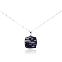 Load image into Gallery viewer, Sterling Silver Necklace with Fancy Square Zebra Print Pendant