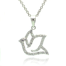 Load image into Gallery viewer, Sterling Silver Necklace with Fancy Paved Open Dove PendantAnd Chain Length of 16 -18  Adjustable