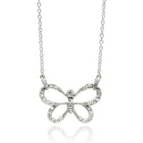 Sterling Silver Necklace with Antique Style Open Butterfly Inlaid with Clear Czs PendantAnd Chain Length of 16 -18  AdjustableAnd Pendant Dimesnions: 15.8MMx24.8MM