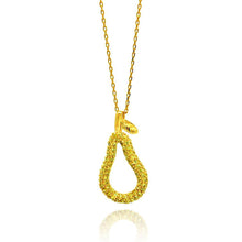 Load image into Gallery viewer, Sterling Silver Gold Plated Necklace with Fancy Pear Fruit Inlaid with Paved Citrine Czs PendantAnd Pendant Dimensions of 27.3MMx14.8MM