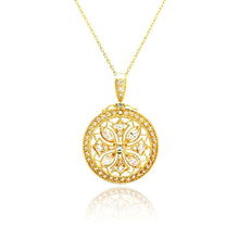 Load image into Gallery viewer, Sterling Silver Rhodium Plated Disc Designed Filigree CZ Necklace