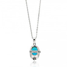 Load image into Gallery viewer, Sterling Silver Necklace with Fashion Baby Shoe with Blue Cz and Inlaid with Clear Czs PendantAnd Pendant Dimensions of 17.6MMx10.1MM
