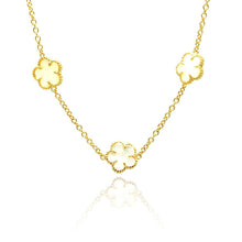 Load image into Gallery viewer, Sterling Silver Gold Plated Necklace with Mother of Pearl Flower Shaped Connectors