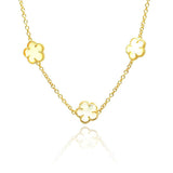 Sterling Silver Gold Plated Necklace with Mother of Pearl Flower Shaped Connectors
