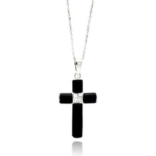Load image into Gallery viewer, Sterling Silver Rhodium Plated Black Onyx CZ Necklace