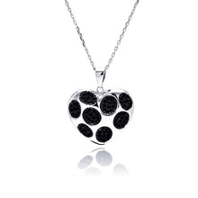 Load image into Gallery viewer, Sterling Silver Necklace with Trendy Heart Black Dot Design Inlaid with Black Czs Pendant