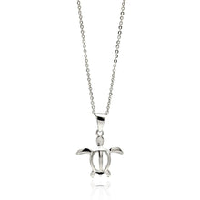 Load image into Gallery viewer, Sterling Silver Necklace with High Polished Open Turtle PendantAnd Chain Length of 16 -18 And Pendant Dimensions: 17.2MMx17.9MM