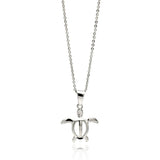 Sterling Silver Necklace with High Polished Open Turtle PendantAnd Chain Length of 16 -18 And Pendant Dimensions: 17.2MMx17.9MM