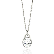 Load image into Gallery viewer, Sterling Silver Necklace with Fancy Oval Pendant with Micro Paved Cz on Halo SettingAnd Chain Length of 16 -18 And Pendant Dimensions: 15.4MMx10.5MM