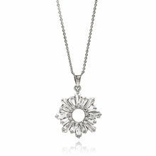 Load image into Gallery viewer, Sterling Silver Necklace with Baguette Clear Czs Sun PendantAnd Chain Length of 16 -18  AdjustableAnd Pendant Diameter: 18.7MM