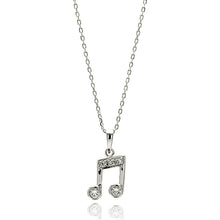 Load image into Gallery viewer, Sterling Silver Necklace with Trendy Musi Note Inlaid with Clear Czs PendantAnd Chain Length of 16 -18  AdjustableAnd Pendant Dimensions: 13.9MMx9.5MM