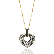 Load image into Gallery viewer, Sterling Silver Gold Plated Necklace with Micro Paved Czs Heart PendantAnd Chain Length of 16 -18 And Pendant Dimensions: 27MMx23MM
