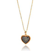 Load image into Gallery viewer, Sterling Silver Rose Gold Plated Necklace with Two-Toned Trendy Heart Inlaid with Clear Czs PendantAnd Chain Length of 16 -18 And Pendant Dimensions: 17MMx15MM