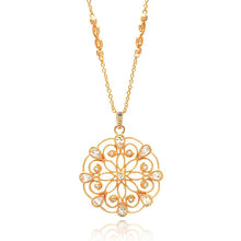 Load image into Gallery viewer, Sterling Silver Fancy Rose Gold Plated  S\' Connected Link Necklace with Cut-Out Flower Design Inlaid with Clear Czs PendantAnd Chain Length of 16  AdjustableAnd Pendant Dimensions: 37MMx33MM