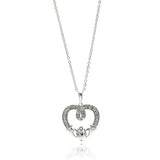 Sterling Silver Necklace with Elegant Claddagh Heart Inlaid with Clear Czs PendantAnd Chain Length of 16 -18  AdjustableAnd Pendant Dimensions: 19MMx19MM