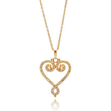 Load image into Gallery viewer, Sterling Silver Rose Gold Plated Necklace with Classy Curl Heart Inlaid with Clear Czs PendantAnd Chain Length of 16 -18  AdjustableAnd Pendant Dimensions: 28MMx22MM