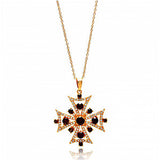 Sterling Silver Rose Gold Plated Necklace with Elegant Cross Pendant Inlaid with Graduated Garnet CzsAnd Chain Length of 16 -18  AdjustableAnd Pendant Dimensions: 33.7MMx31.3MM