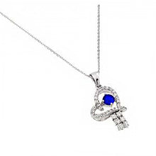 Load image into Gallery viewer, Sterling Silver Rhodium Plated Blue CZ Heart Pendant Necklace