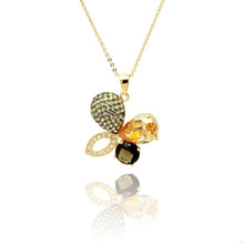 Load image into Gallery viewer, Sterling Silver Gold Plated Necklace with Fancy Butterfly Inlaid with Multi-Color Czs Pendant