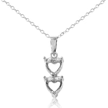 Load image into Gallery viewer, Sterling Silver Necklace with Two Heart Link Solitaire Prong Setting PendantAnd Chain Length of 16 -18  Adjustable