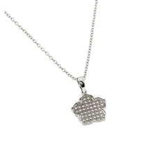 Load image into Gallery viewer, Sterling Silver Necklace with Paved Clear Czs Flower PendantAnd Chain Length of 16  AdjustableAnd Pendant Dimensions: 12.6MMx14MM