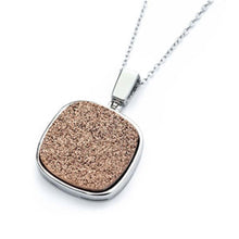 Load image into Gallery viewer, Sterling Silver Necklace with Square Cut Copper Druzy Stone PendantAnd Pendant Dimensions of 30MMx22MM