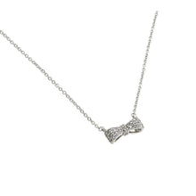 Load image into Gallery viewer, Sterling Silver Necklace with Trendy Paved Clear Czs Bow PendantAnd Chain Length of 16  AdjustableAnd Pendant Dimensions: 14.6MMx7MM
