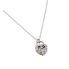 Load image into Gallery viewer, Sterling Silver Necklace with Fancy Heart Box Pendant Inlaid with Clear CzsAnd Chain Length of 16  AdjustableAnd Pendant Dimensions: 16.2MMx11.5MM