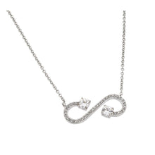 Load image into Gallery viewer, Sterling Silver Necklace with Classy Paved Clear Czs Open Infinity  S  Pendant with Two Larger Cz on Both EndsAnd Chain Length of 16 -18  AdjustableAnd Pendant Dimensions: 28.6MMx11.8MM