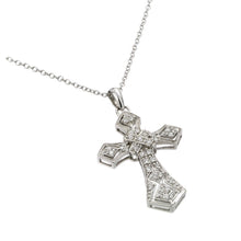 Load image into Gallery viewer, Sterling Silver Necklace with Gothic Cross Inlaid with Clear Czs PendantAnd Chain Length of 16-18  AdjustableAnd Pendant Dimensions: 20.8MMx33MM