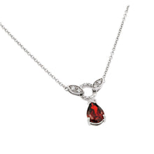 Load image into Gallery viewer, Sterling Silver Necklace with Pearshape Cut Garnet Cz Pendant and Marquise Cut and Circle ConnectorsAnd Chain Length of 16 And Pendant Dimensions: 21.4MMx20.8MM