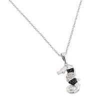 Load image into Gallery viewer, Sterling Silver Necklace with Stylish Seahorse Inlaid with Black and Clear Czs PendantAnd Chain Length of 16 -18  AdjustableAnd Pendant Dimensions: 21.5MMx11MM