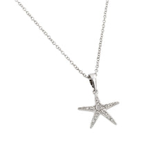Load image into Gallery viewer, Sterling Silver Necklace with Paved Clear Czs Starfish PendantAnd Chain Length of 16 -18  AdjustableAnd Pendant Dimensions: 16MMx15MM
