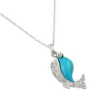 Load image into Gallery viewer, Sterling Silver Neckalace with Turquoise Blue Whale with Paved Clear Czs PendantAnd Chain Length of 18  AdjustableAnd Pendant Dimensions: 29.2MMx13.4MM
