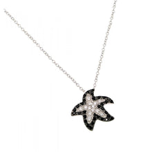 Load image into Gallery viewer, Sterling Silver Necklace with Fancy Paved Clear &amp; Black Czs Starfish PendantAnd Chain Length of 18  AdjustableAnd Pendant Dimensions: 15.1MMx17.5MM
