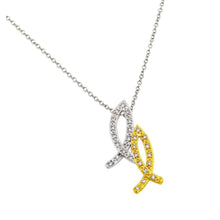 Load image into Gallery viewer, Sterling Silver Rhodium Plated and Gold Plated 2 Tone 2 Christian Fish Pendant Necklace