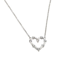 Load image into Gallery viewer, Sterling Silver Necklace with Modish Open Heart Inlaid with Clear Czs PendantAnd Chain Length of 16  AdjustableAnd Pendant Dimensions: 17.9MMx18MM