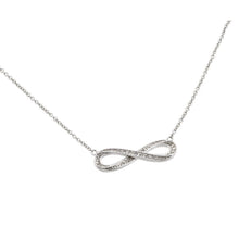 Load image into Gallery viewer, Sterling Silver Necklace with Modish Infinity Inlaid with Clear Czs PendantAnd Chain Length of 16  AdjustableAnd Pendant Dimensions: 31.7MMx9.8MM