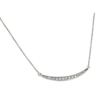 Load image into Gallery viewer, Sterling Silver Necklace with Curved Crescent Inlaid with Clear Czs PendantAnd Chain Length of 16 -18  AdjustableAnd Pendant Dimensions: 35.5MMx3.2MM