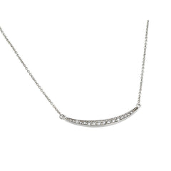Sterling Silver Necklace with Curved Crescent Inlaid with Clear Czs PendantAnd Chain Length of 16 -18  AdjustableAnd Pendant Dimensions: 35.5MMx3.2MM