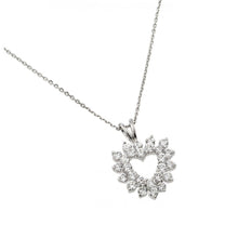 Load image into Gallery viewer, Sterling Silver Necklace with Elegant Paved Czs Heart PendantAnd Chain Length of 18  AdjustableAnd Pendant Dimensions: 23.6MMx16.6MM