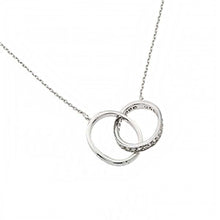 Load image into Gallery viewer, Sterling Silver Necklace with Double Oval Ring Inlaid with Clear Czs PendantAnd Chain Length of 18  AdjustableAnd Pendant Dimensions: 35.5MMx14.3MM