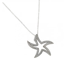 Load image into Gallery viewer, Sterling Silver Gold Plated Necklace with Modish Plumeria Inlaid with Clear Czs PendantAnd Chain Length of 16 -18 And Pendant Diameter: 19.8MM