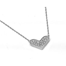 Load image into Gallery viewer, Sterling Silver Necklace with Wide Heart Inlaid with Clear Czs Pendant